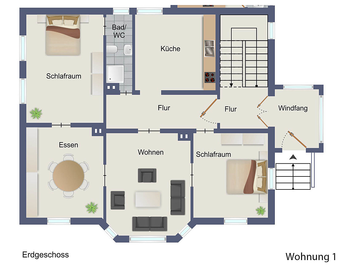 Wohnung 1 im Erdgeschoss